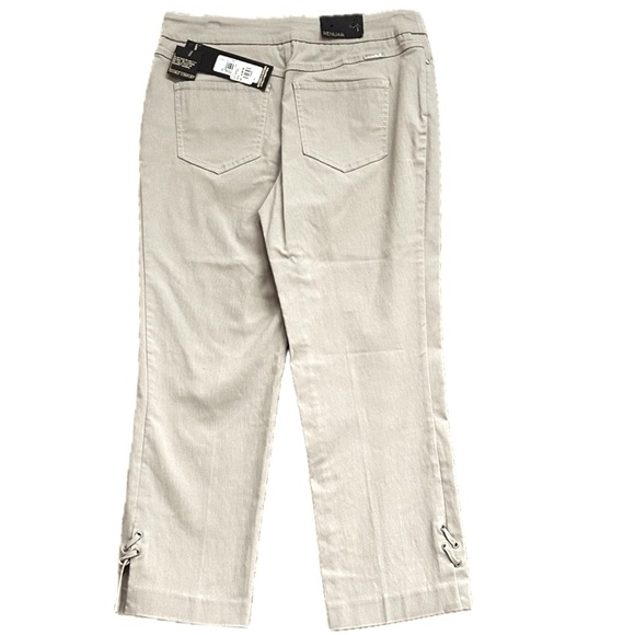 ๐๐ RENUAR Khaki Cropped Pantsโ | Preppy Fall Laced Ankle Dockside Chic Sz 4 - Picture 2 of 6